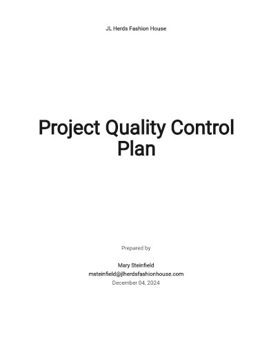 Project Quality Control Plan Template