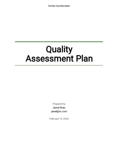 Quality Assessment Plan Template