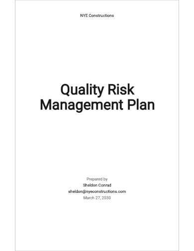 Quality Risk Management Plan Template