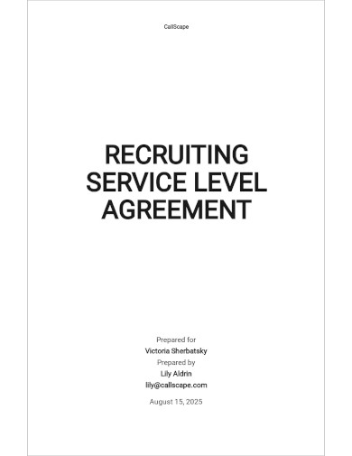 Recruiting Service Level Agreement Template