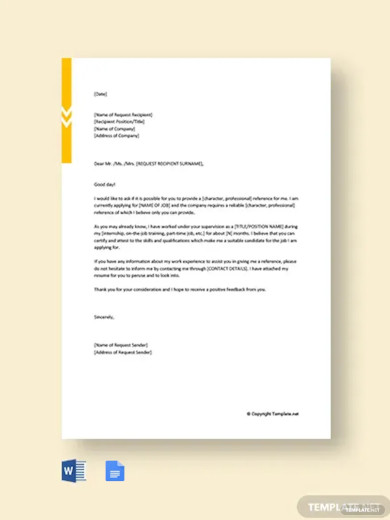 Request For Job Reference Letter Template