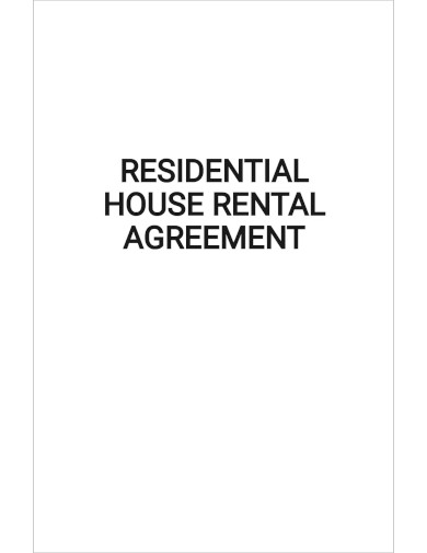 Residential House Rental Agreement Template