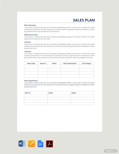 Sales Report Plan Template