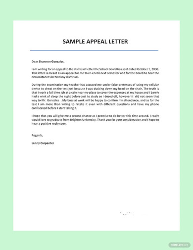 how to type an appeal letter