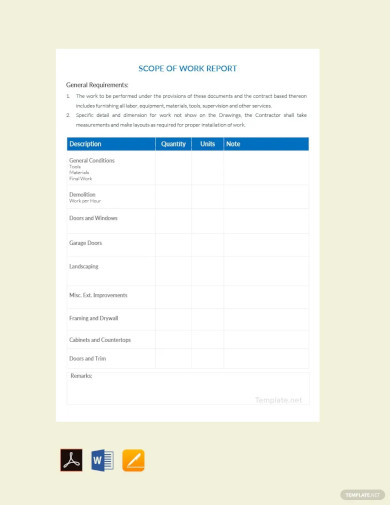 Scope of Work Report Template