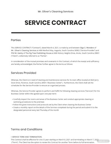 service agreement template pdf