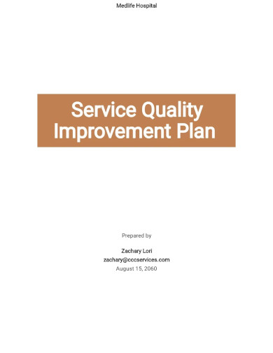 Service Quality Improvement Plan Template