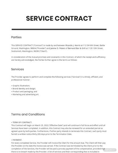 Simple Service Contract Template