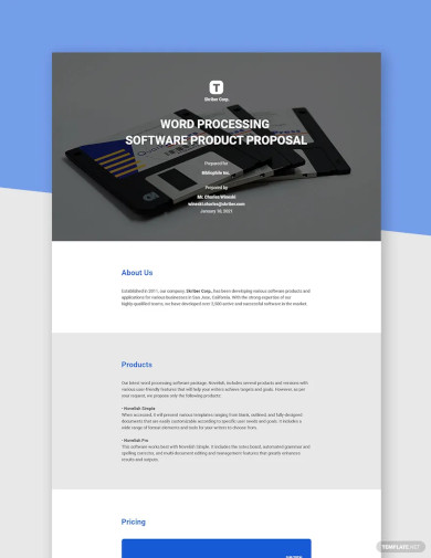 Software Product Proposal Template