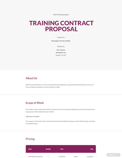 Training Contract Proposal Template