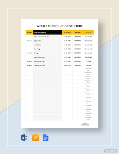 Weekly Construction Schedule Template