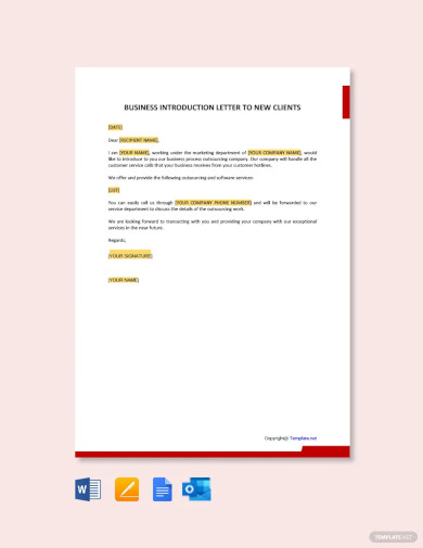 Business Introduction Letter to New Clients Template
