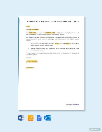 Business Introduction Letter to Prospective Clients Template