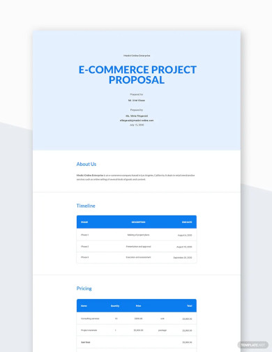 E Commerce Project Proposal Template