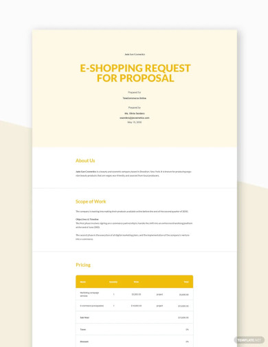 E commerce Request For Proposal Template