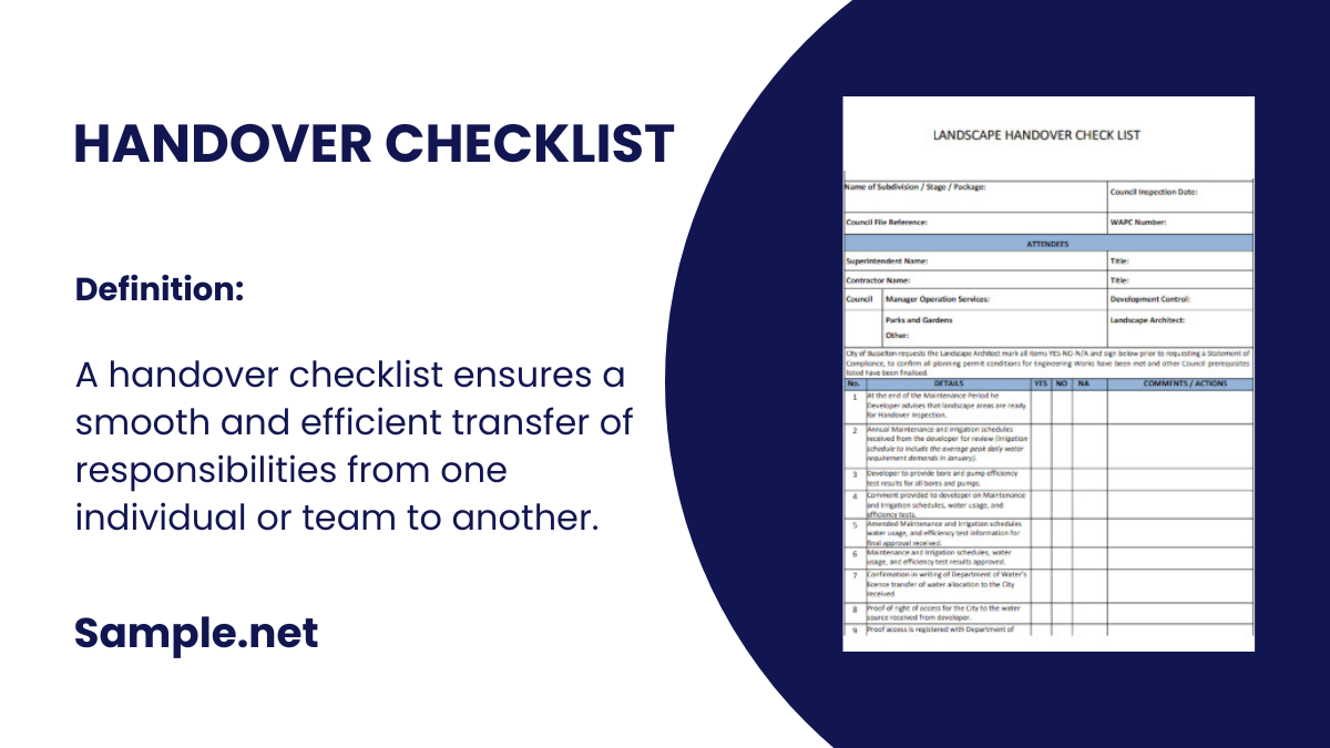 handover checklist