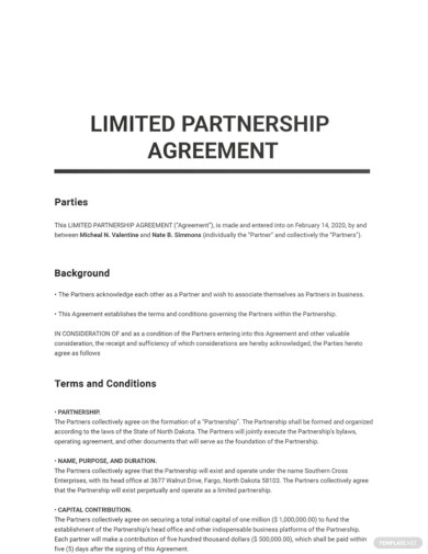 Limited Partnership Agreement Template