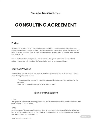 Simple Consulting Agreement Template