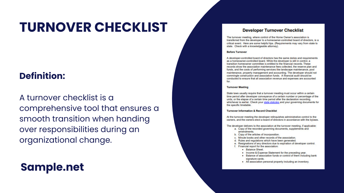 turnover checklist report