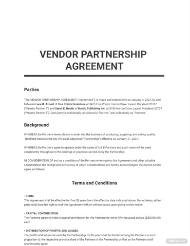 Vendor Partnership Agreement Template