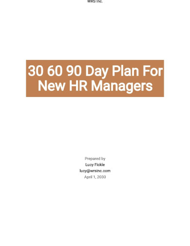 30 60 90 Day Plan Template For New HR Managers