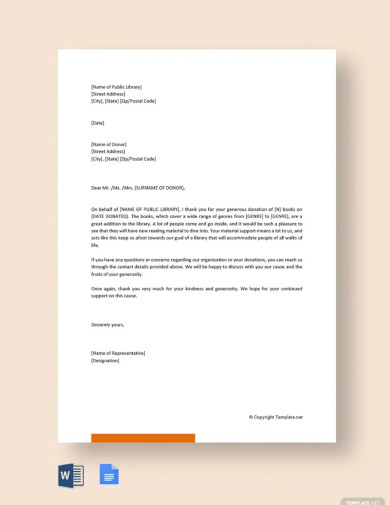 Acknowledgement Letter for Book Donation Template