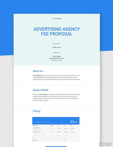 Advertising Agency Fee Proposal Template