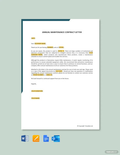 Annual Maintenance Contract Letter Template