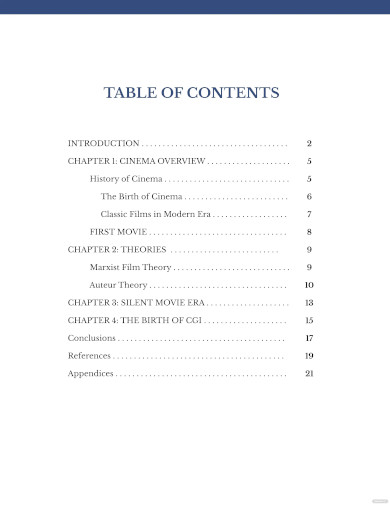 Apa Table Of Contents Template