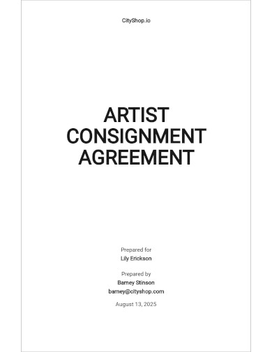 Artist Consignment Agreement Template