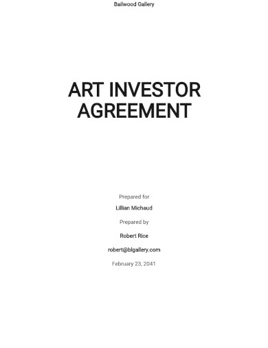 Artist Investor Agreement Template