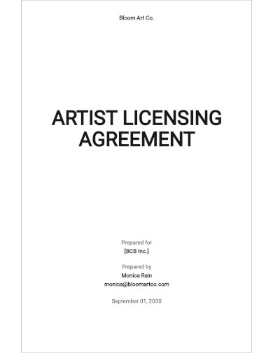 Artist Licensing Agreement Template