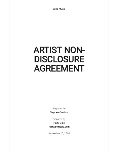 Artist Non Disclosure Agreement Template