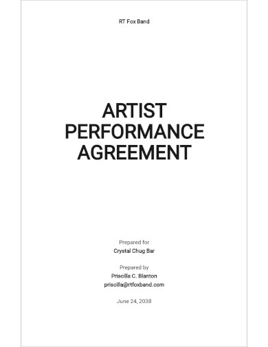 Artist Performance Agreement Template