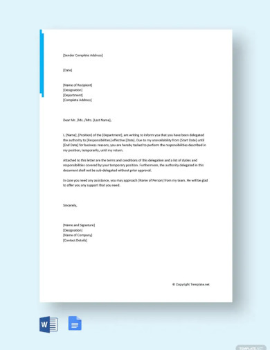 Authority Delegation Letter Template