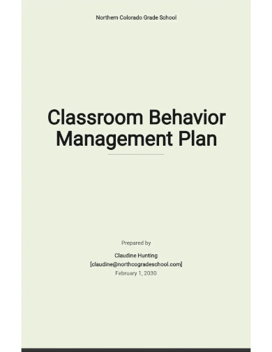 Classroom Behavior Management Plan Template