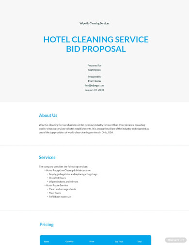 Cleaning Service Bid Proposal Template
