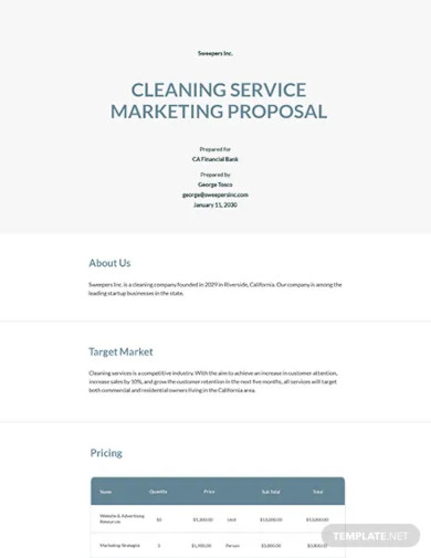 Cleaning Service Marketing Proposal Template