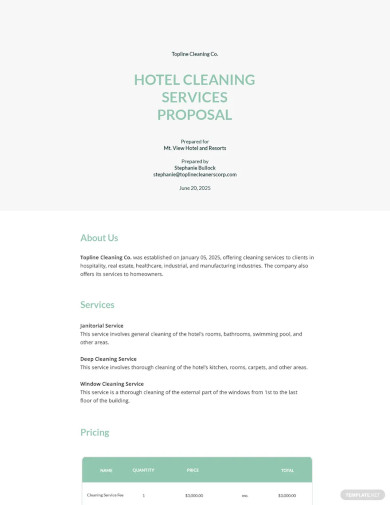 Cleaning Service Proposal Letter Template