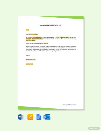 Complaint Letter to HR Template