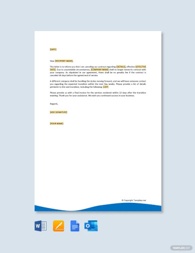 Contract Cancellation Letter Template
