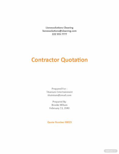 Contractor Quotation Format Template