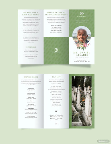 Creative Eulogy Funeral Tri Fold Brochure Template