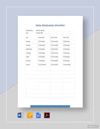 Daily Medication Checklist Template