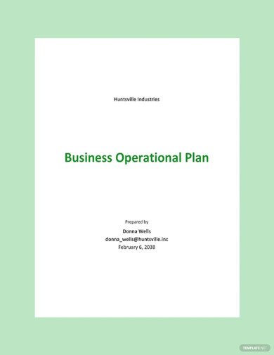Editable Business Operational Plan Template