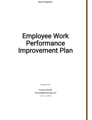 Employee Work Performance Improvement Plan Template