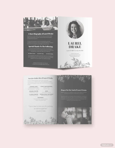 Eulogy Booklet Funeral Bi Fold Brochure Template