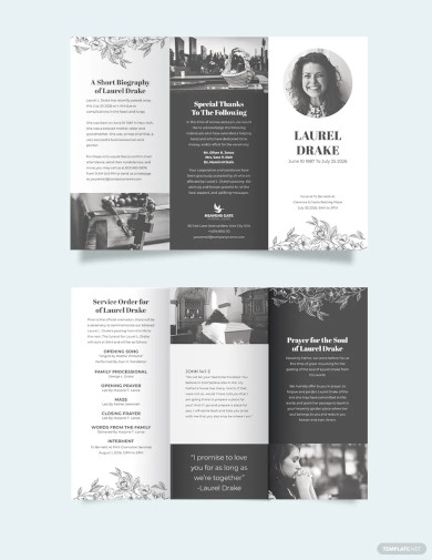 Eulogy Booklet Funeral Tri Fold Brochure Template