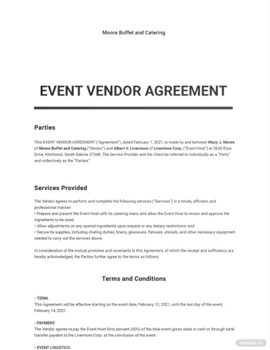 Event Vendor Agreement Template