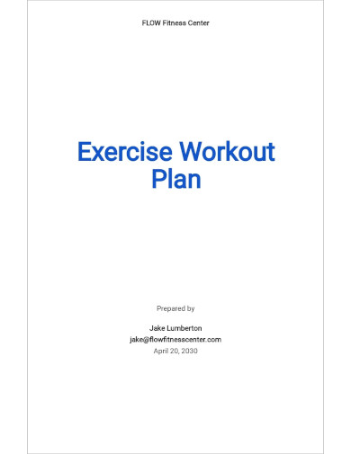 Exercise Workout Plan Template